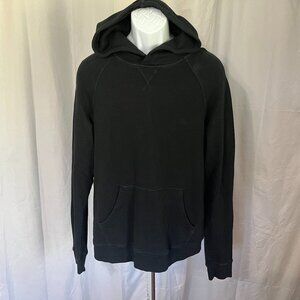 Flint & Tinder Men's solid black long sleeve hooded sweatshirt Hoodie Medium M